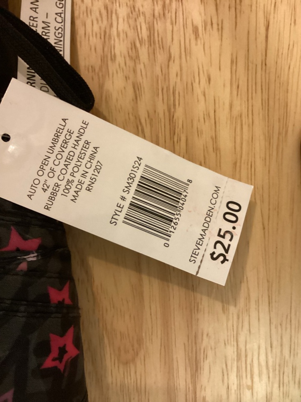 Steve Madden Star Pattern Purple Umbrella Auto Open 42” - Picture 4 of 6